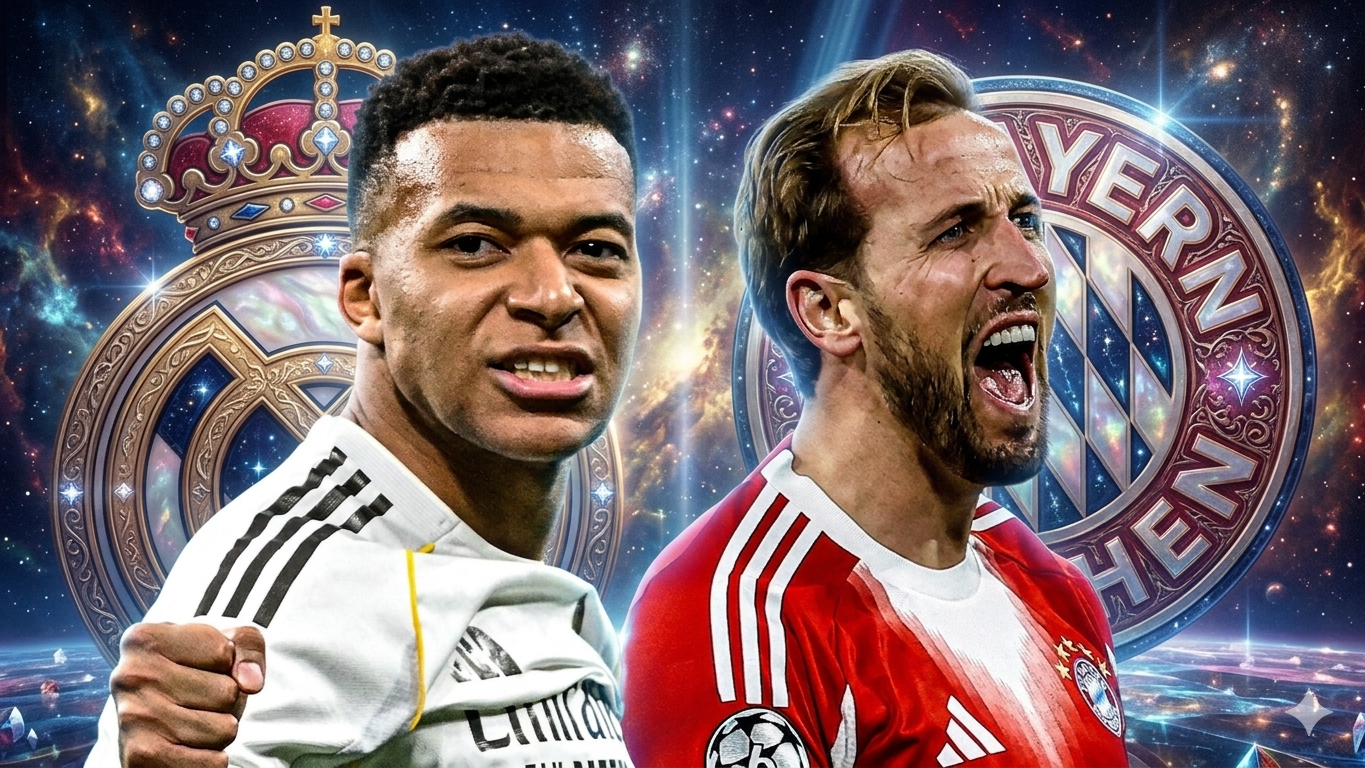 Bayern Munich players celebrate at Allianz Arena ahead of the UEFA Champions League quarter-final second leg against Real Madrid on April 15, 2026